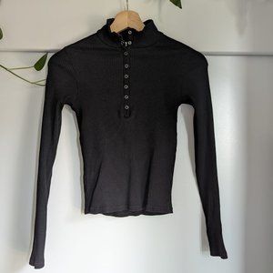 Frank & Oak Black long sleeve button top